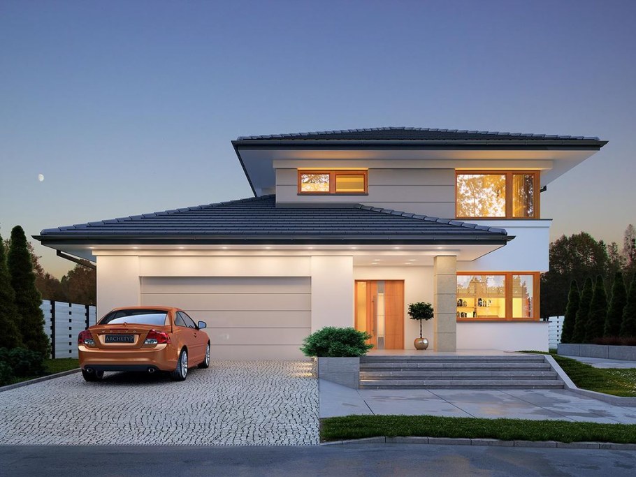 Двухэтажный дом с гаражом