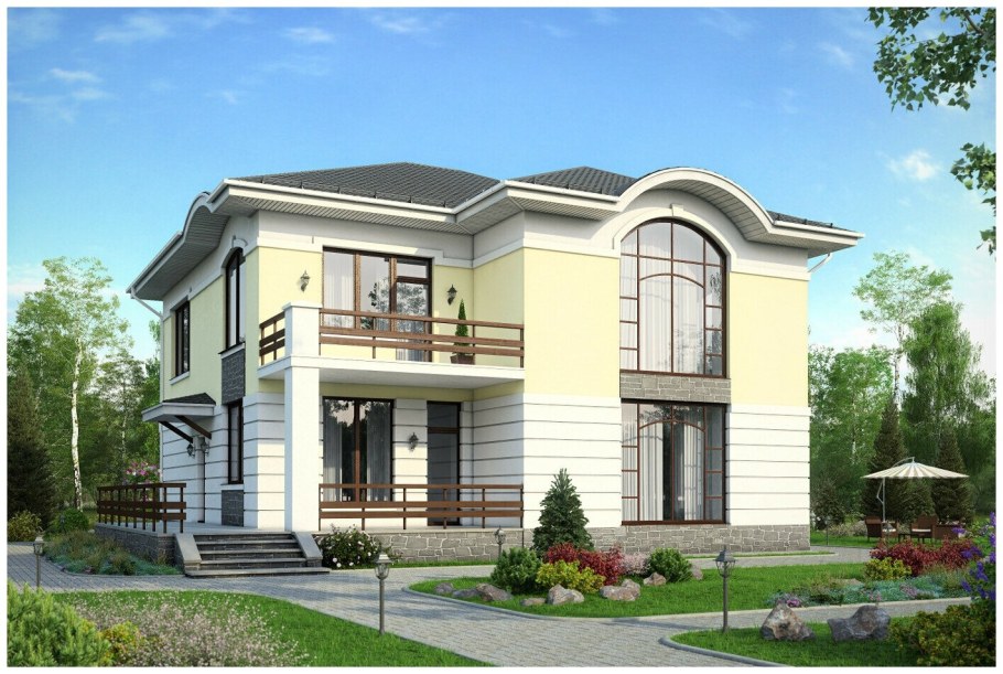 Двухэтажный дом с гаражом в классическом стиле