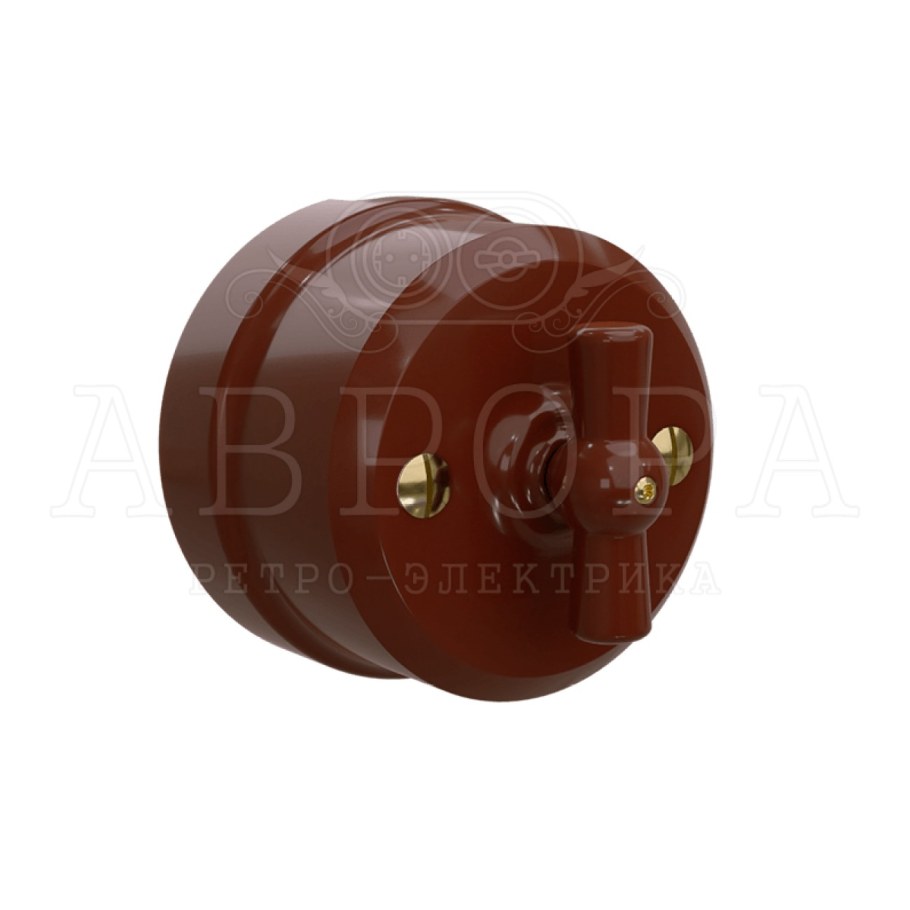 Выключатель ретро 1-кл поворотный проходной, 10а коричневый Lindas