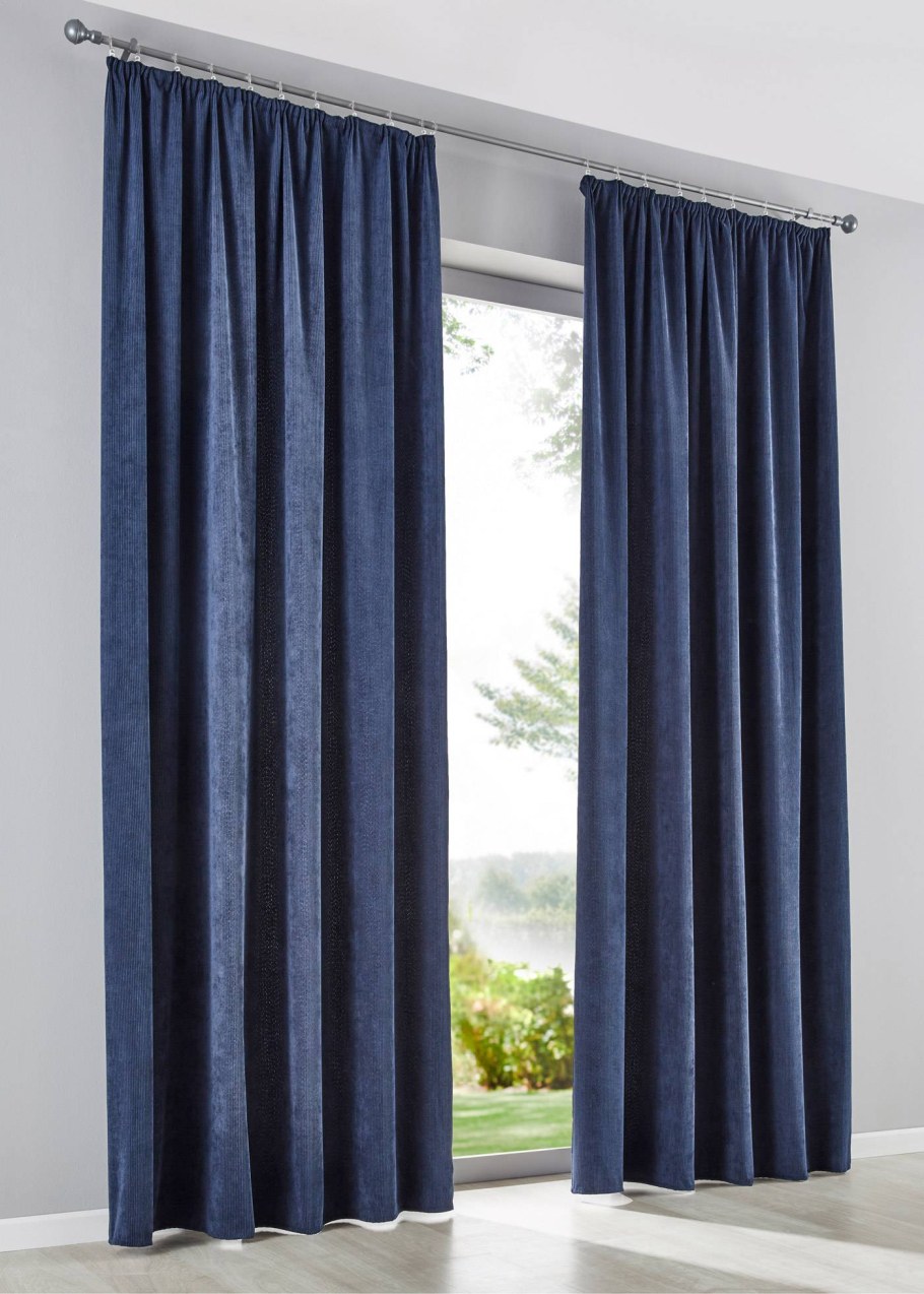 Темно синие шторы