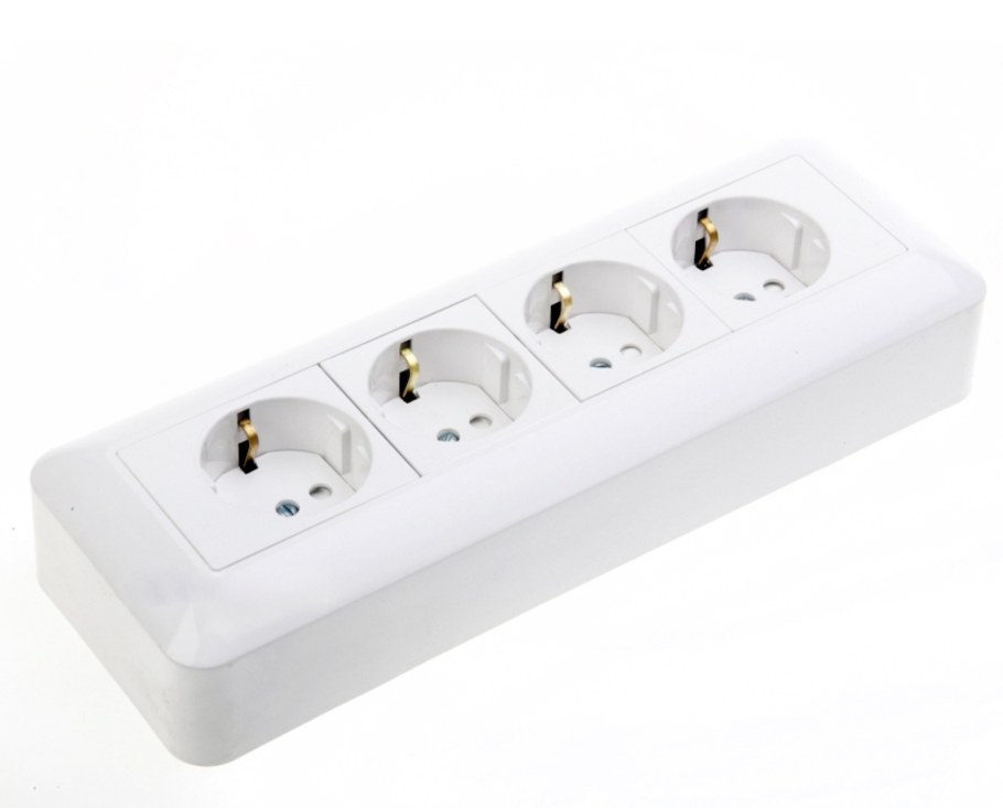 Розетка Schneider Electric Прима ra16-411m-b четырехместная белая