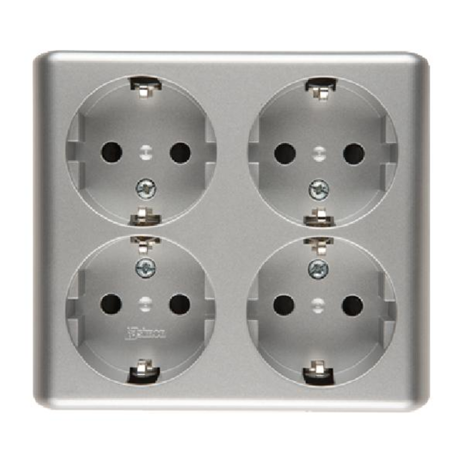Simon 54 четверная розетка Schuko n / t + pe серебро
