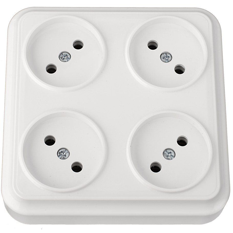 Розетка 3-м ОП Олимп без заземл. Бел. Universal 1160