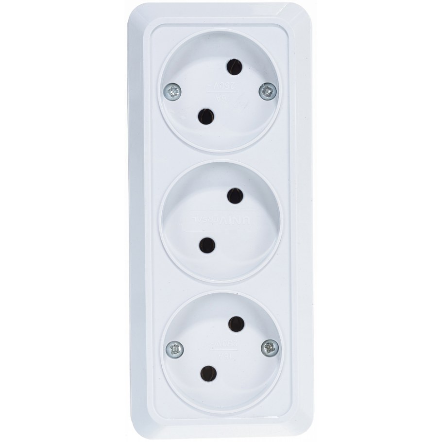 Рим розетка 4-местная 16а с заземлением белая EKF