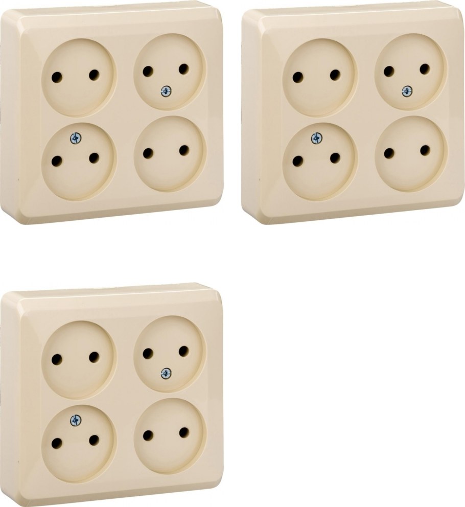 Розетка 2-м ОП Этюд 16а ip20 без заземл. Крем. Sche pa16-005k