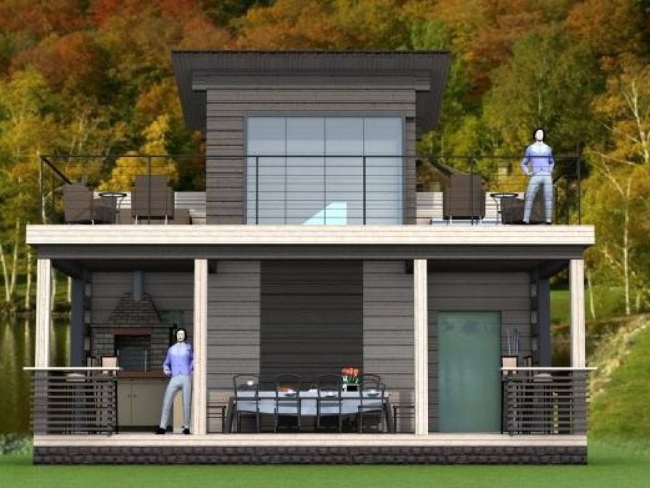 Двухэтажная беседка с террасой на крыше