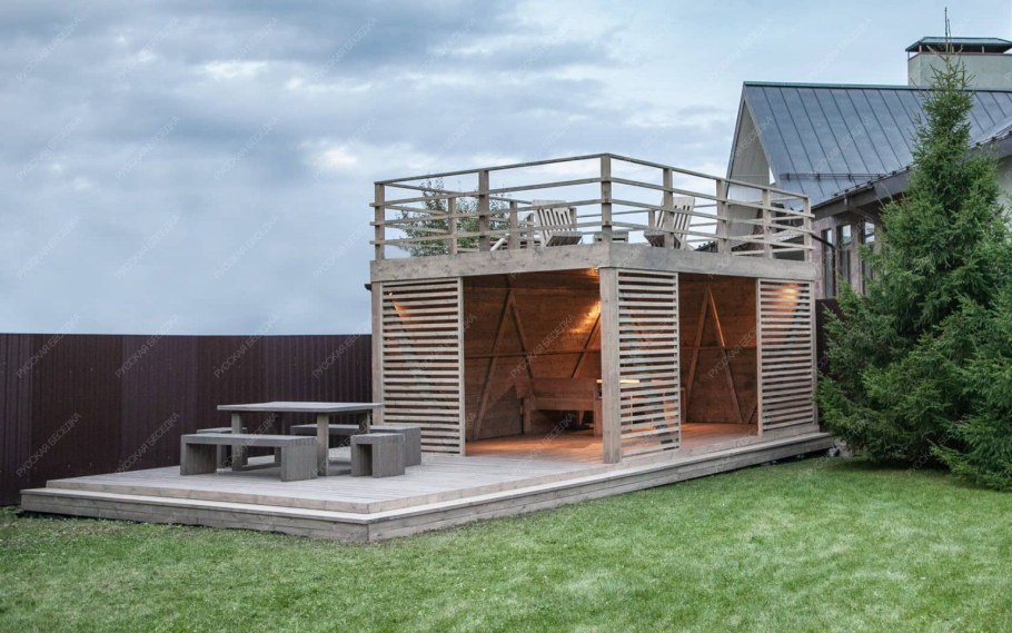 Двухэтажная беседка 5 на 5 с закрытым вторым этажом