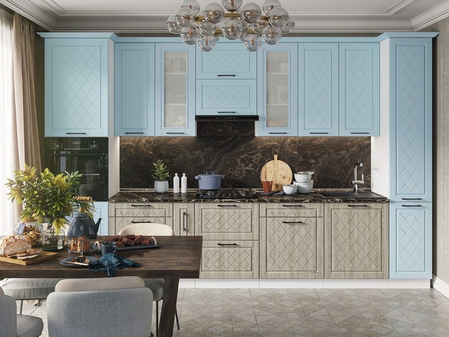 Кухня Барселона голубой тик
