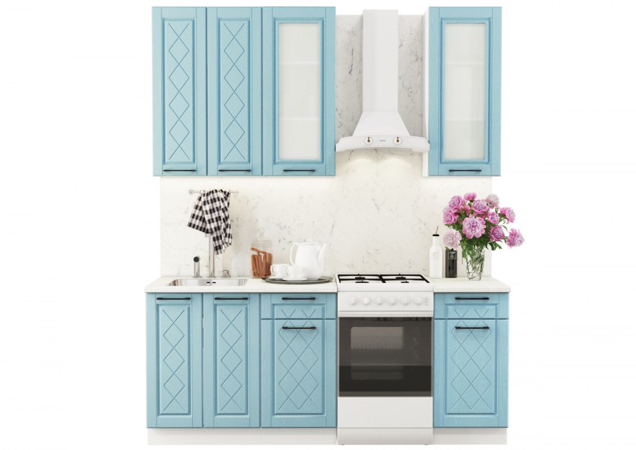 Кухня Барселона голубой тик