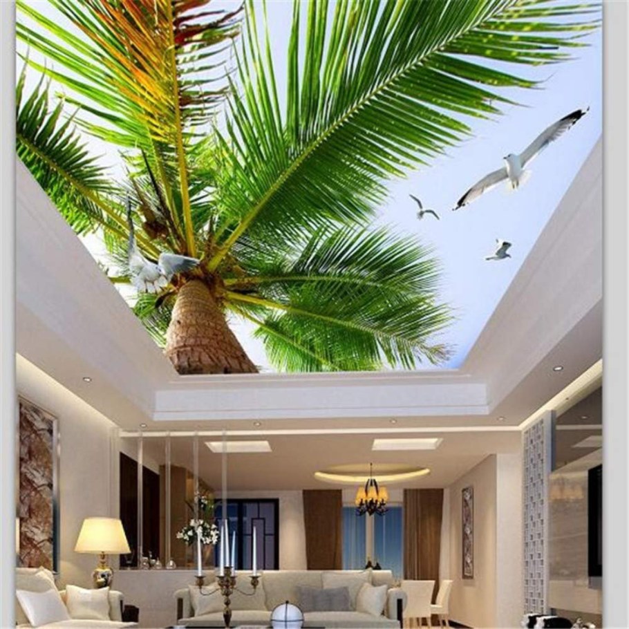 Натяжной потолок с пальмами