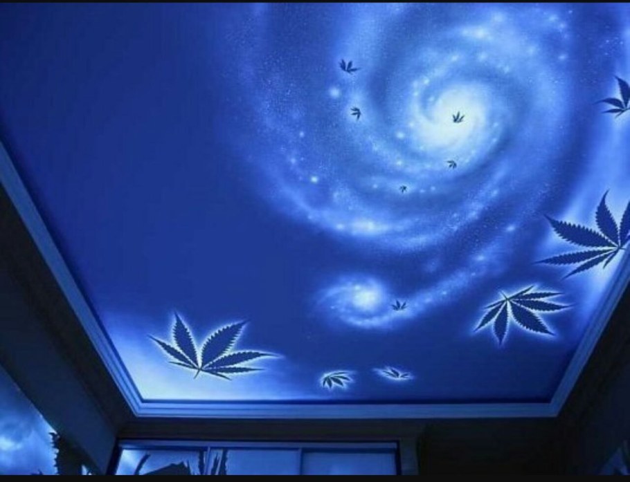 Светящийся натяжной потолок небо