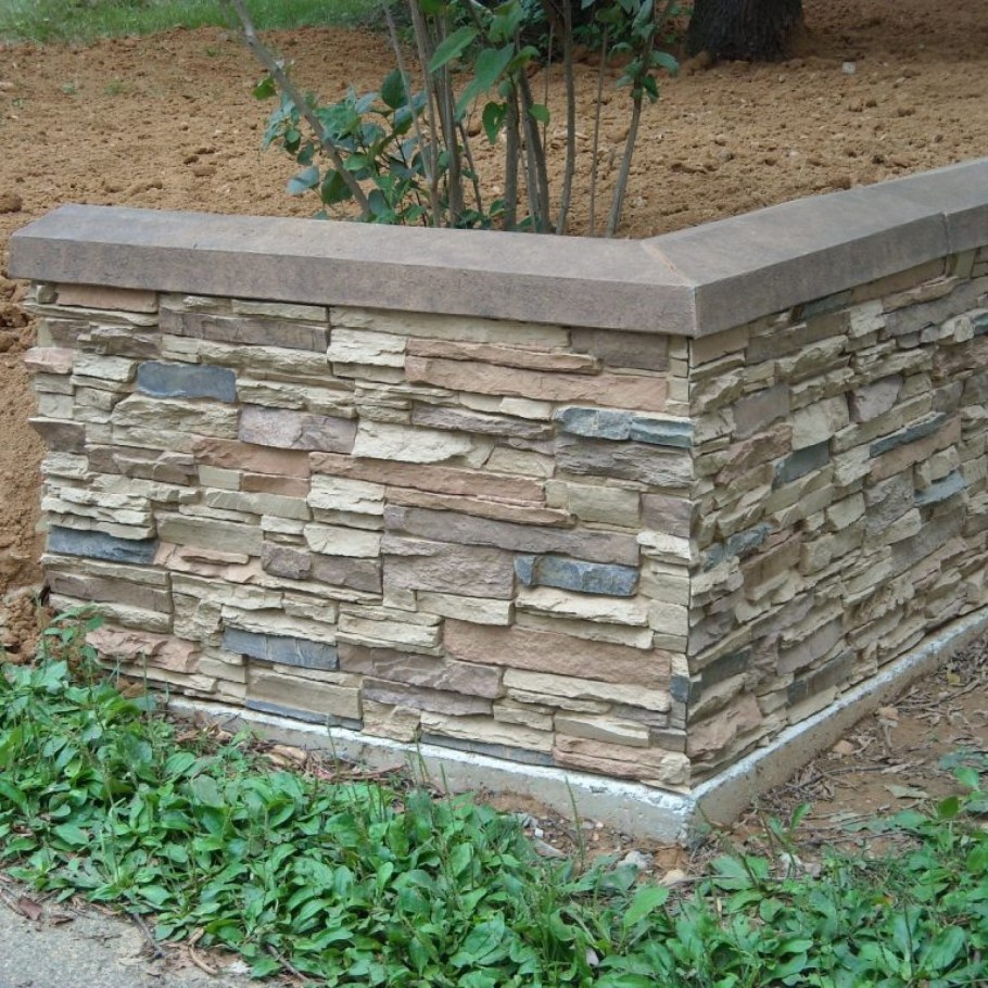 Подпорная стенка облицованная камнем