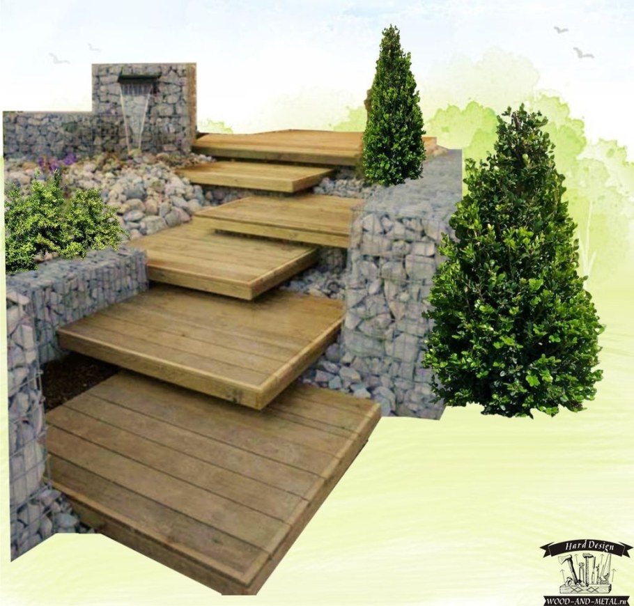 Подпорная стена с лестницей