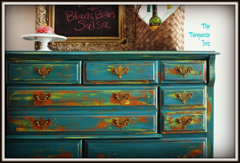 Комод бирюзовый состаренный