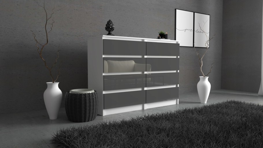 Комод ESF Benita белый / серый