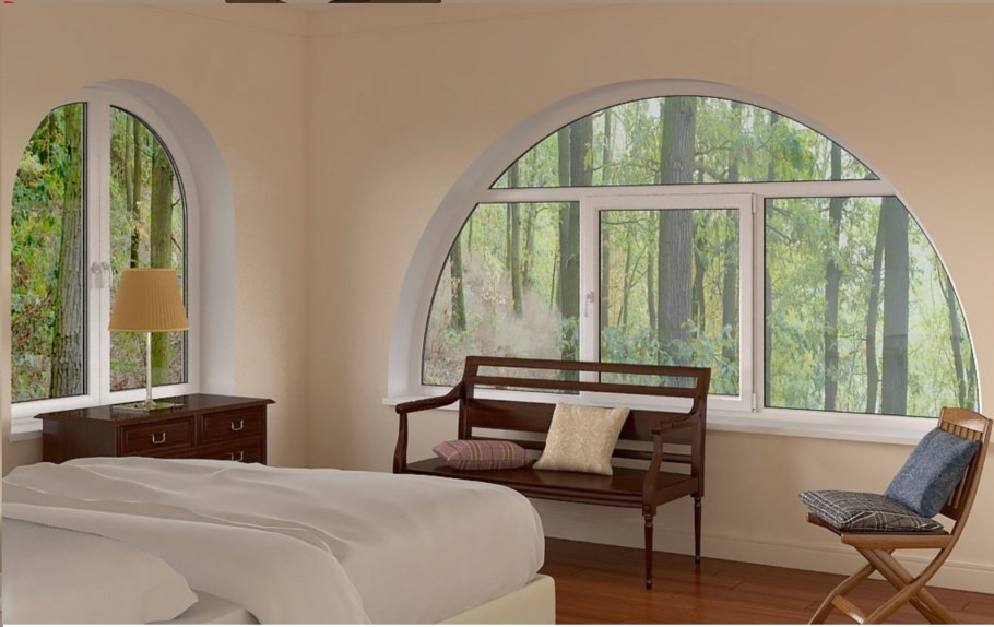 Полукруглые окна в доме