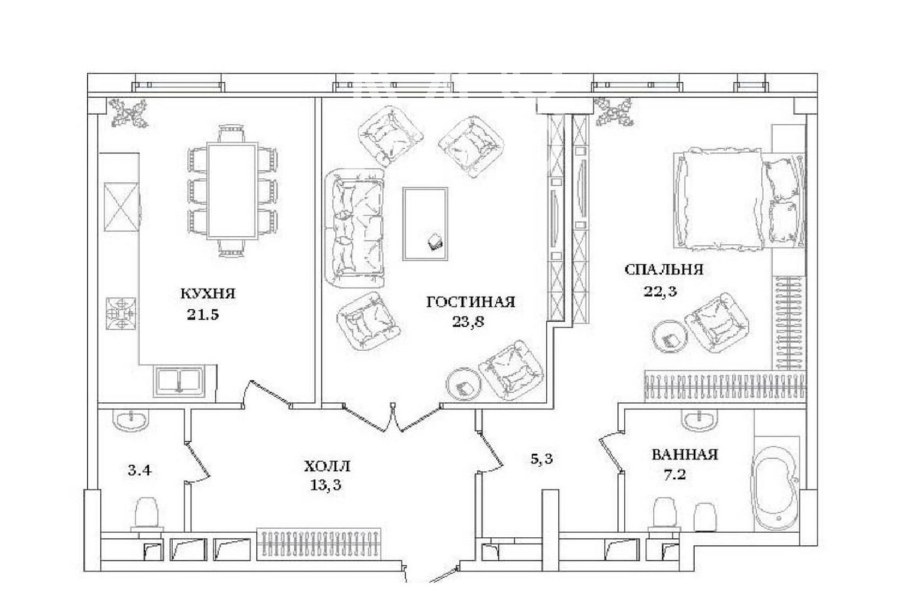 Планировка квартиры 100кв