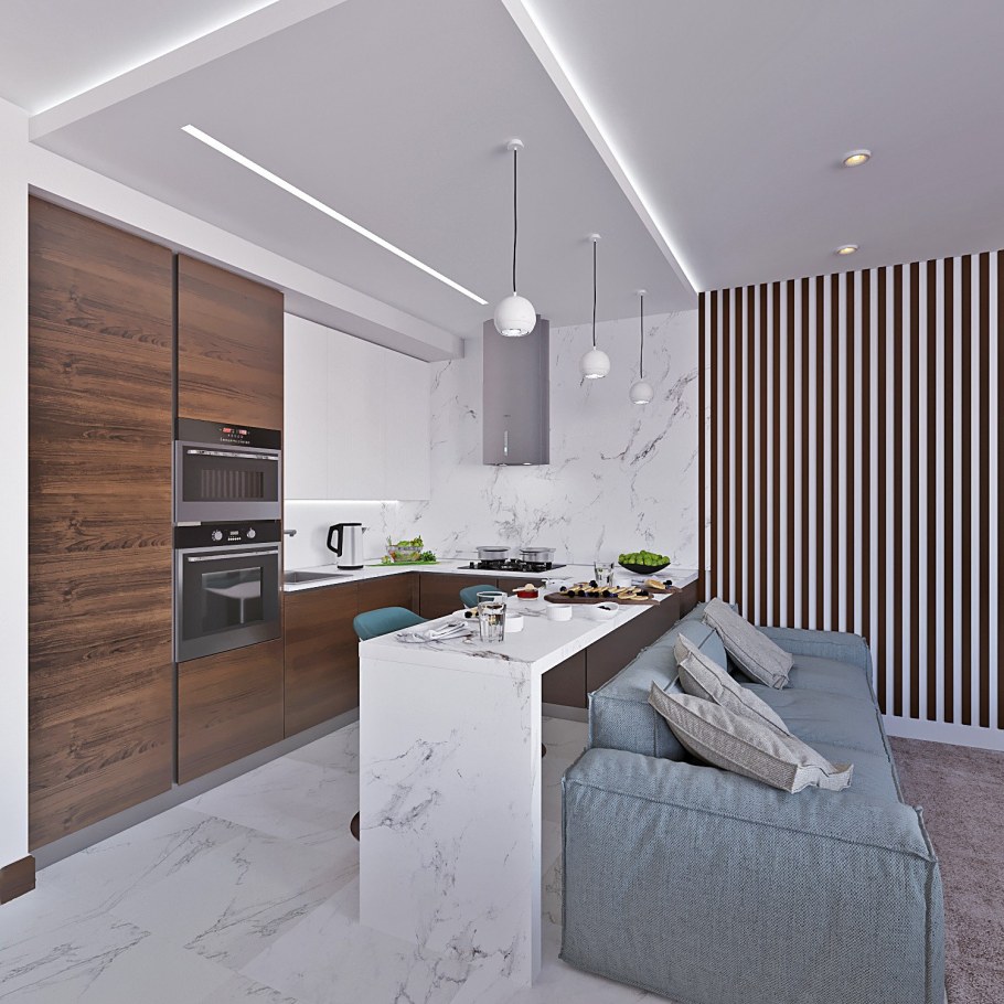 Кухня в таунхаусе проект