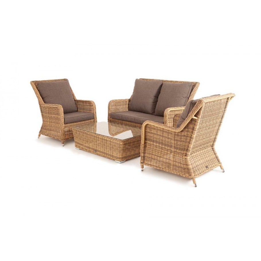 Гляссе диван двухместный из искусственного ротанга цвет соломенный