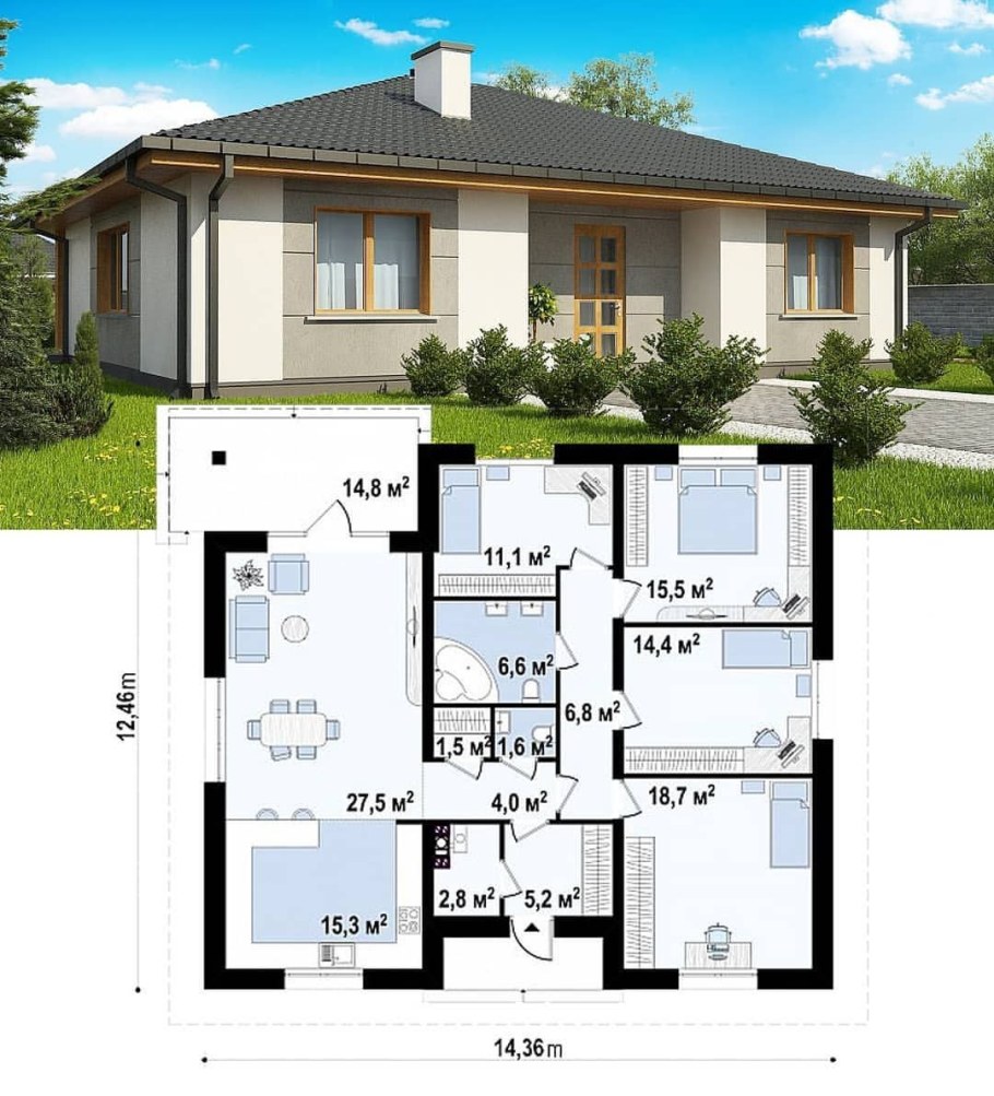 Проекты домов с тремя спальнями