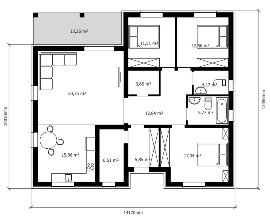 Проекты домов 100-120 кв.м одноэтажные с 3 спальнями