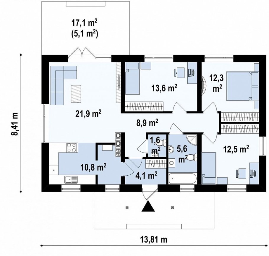 Дом 120 м2 одноэтажный планировка