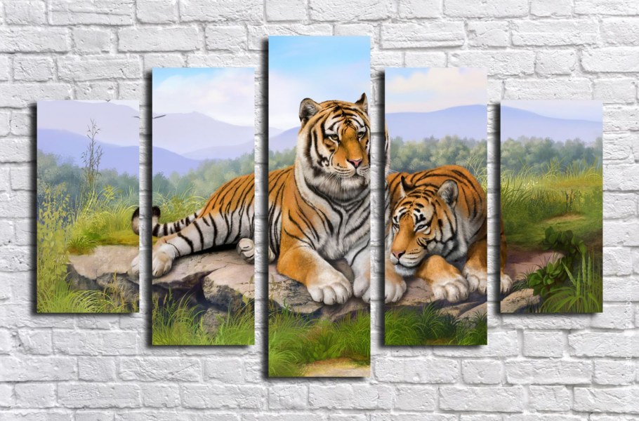 Модульные картины с тиграми на стену