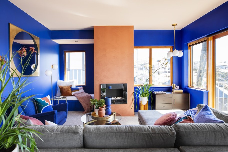 Сине оранжевый интерьер