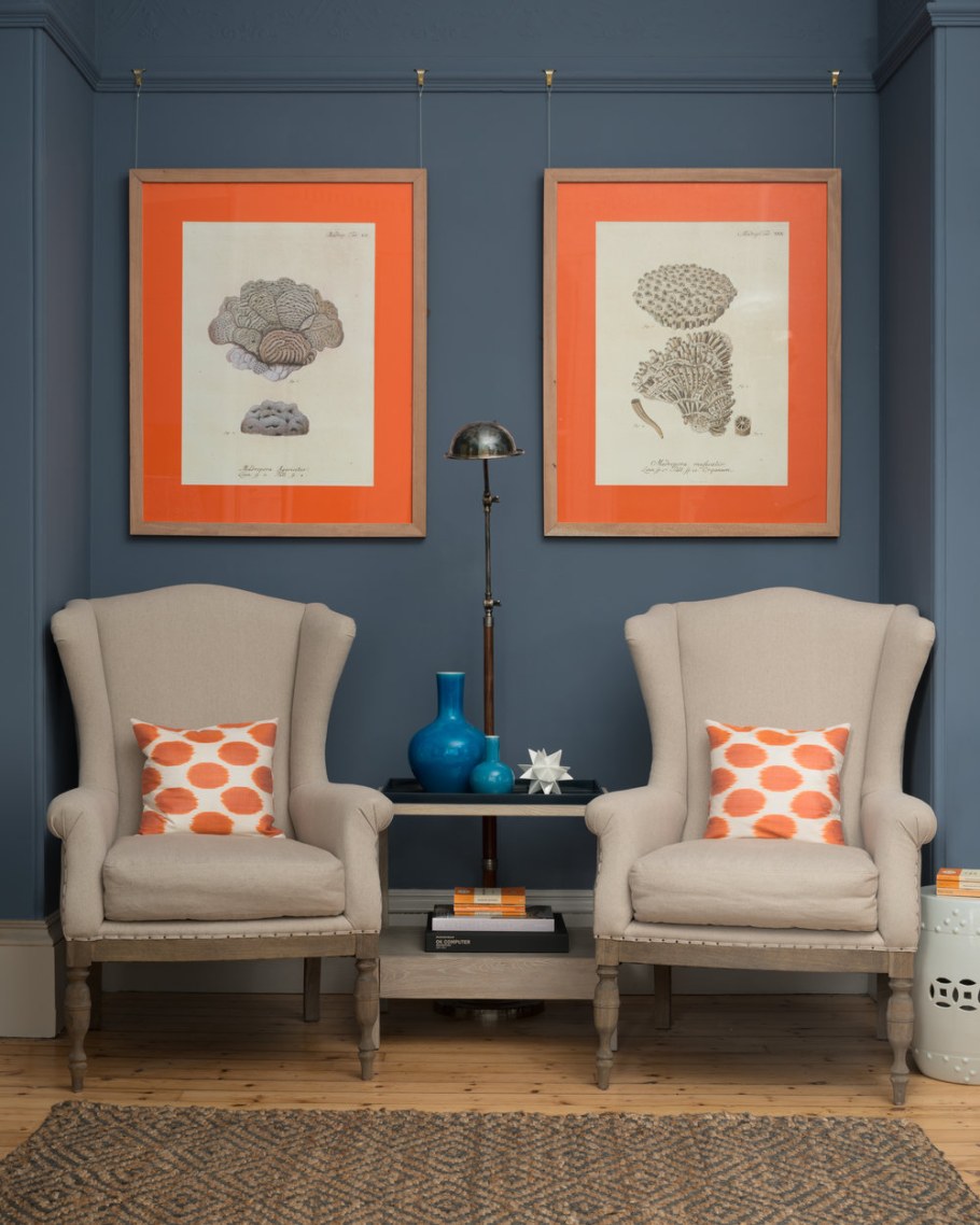 Сине оранжевый интерьер
