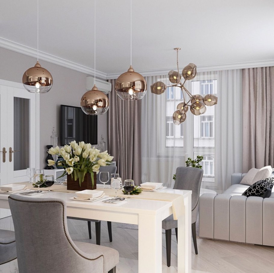 Модные люстры для кухни гостиной