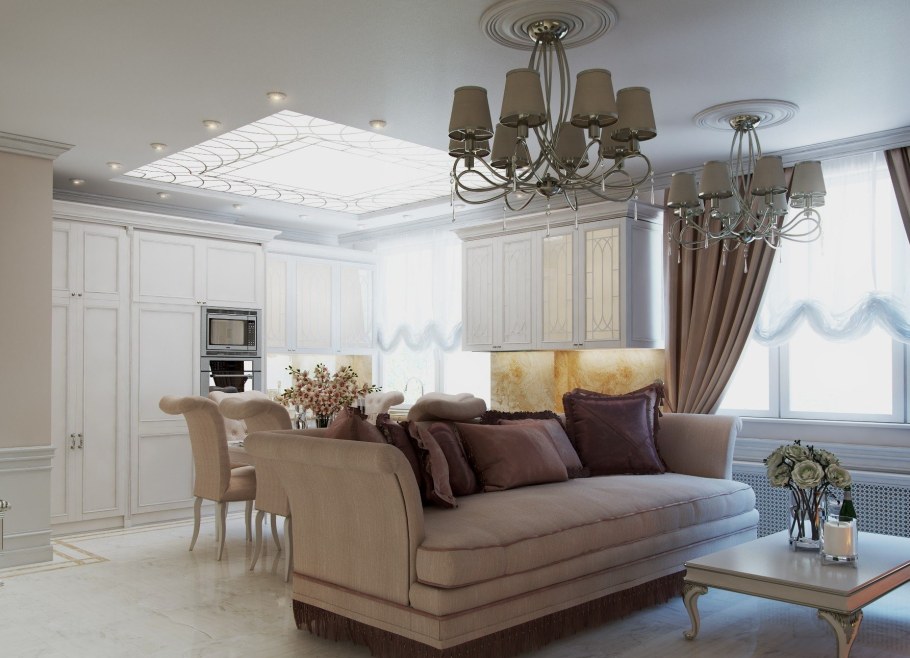 Классическая люстра в современном интерьере