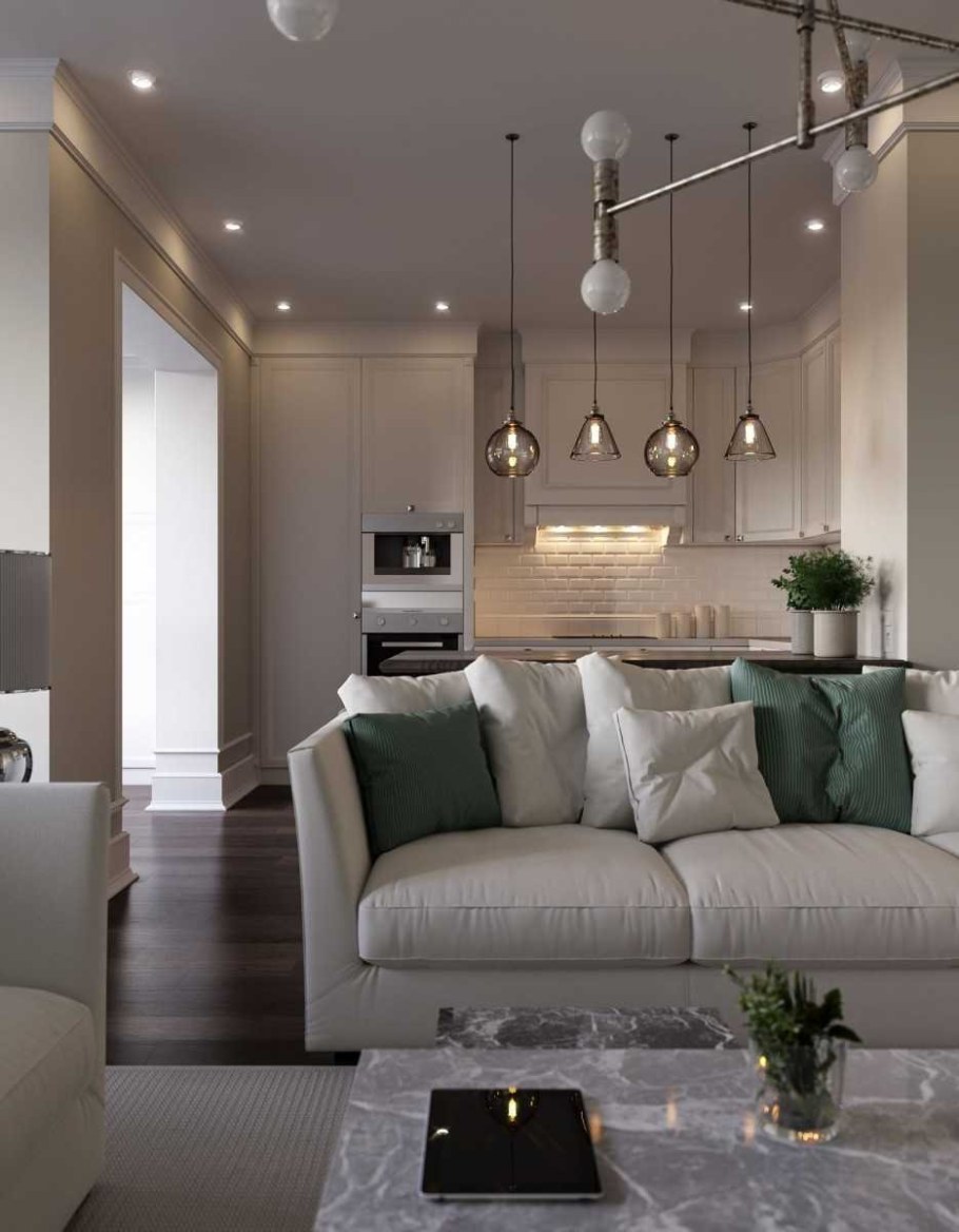 Современное освещение в гостиной