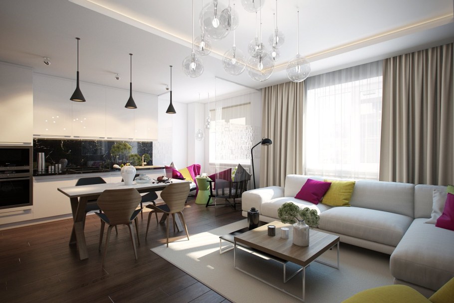 Акценты в кухне гостиной