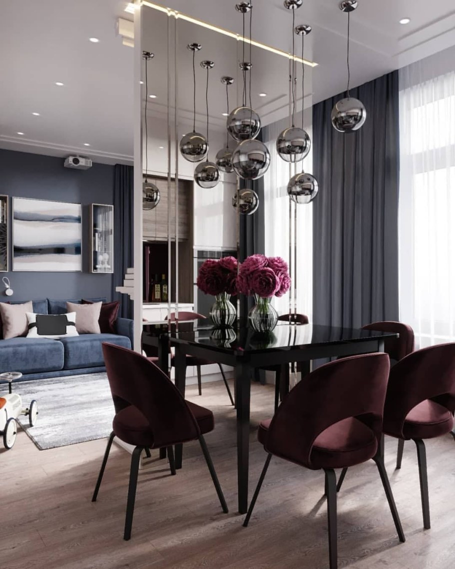 Светильники в кухне гостиной