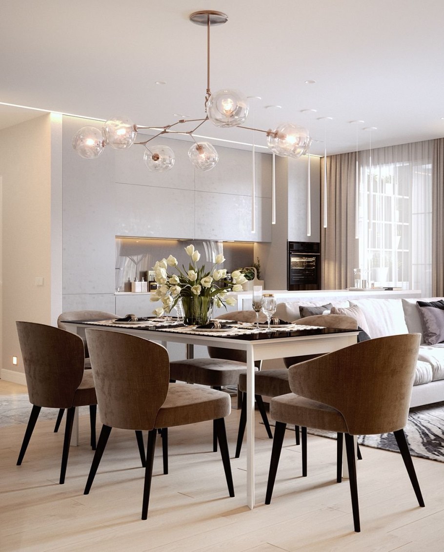 Люстра над обеденной зоной