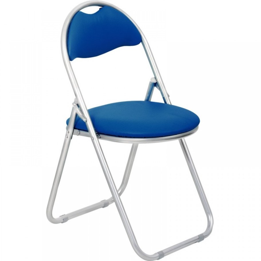 Стул складной Selim Silver, кожзам черный