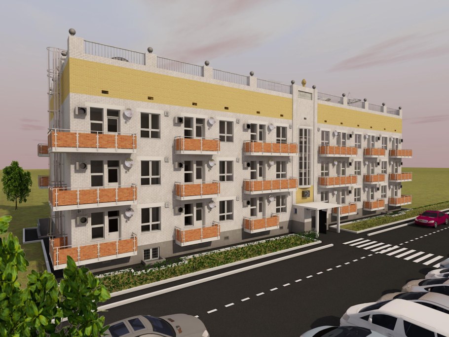 Трехэтажный многоквартирный жилой дом