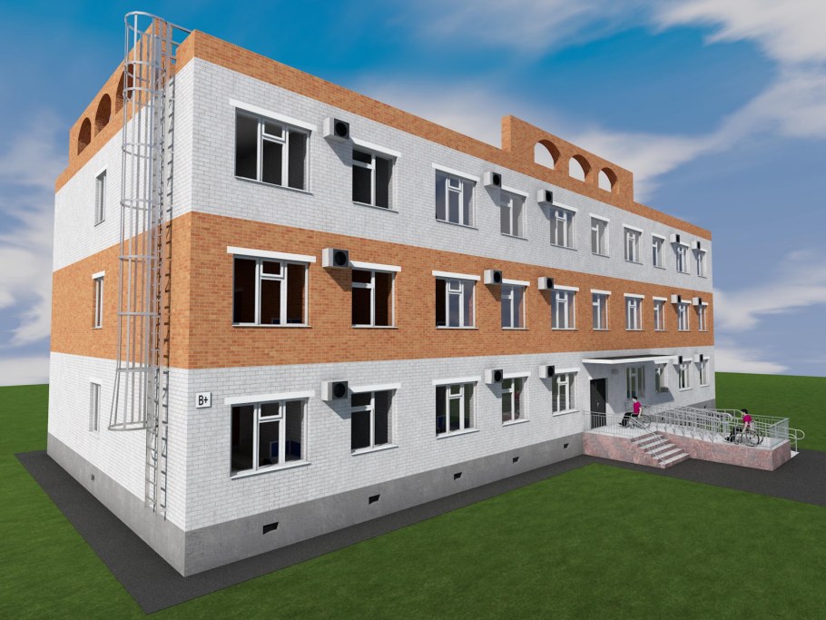 Трехэтажный многоквартирный жилой дом