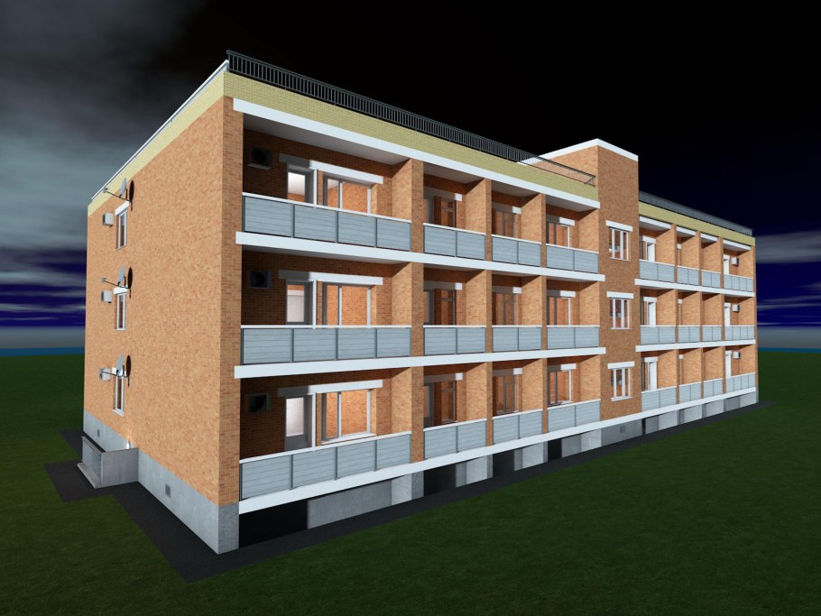 Трехэтажный квартирный дом