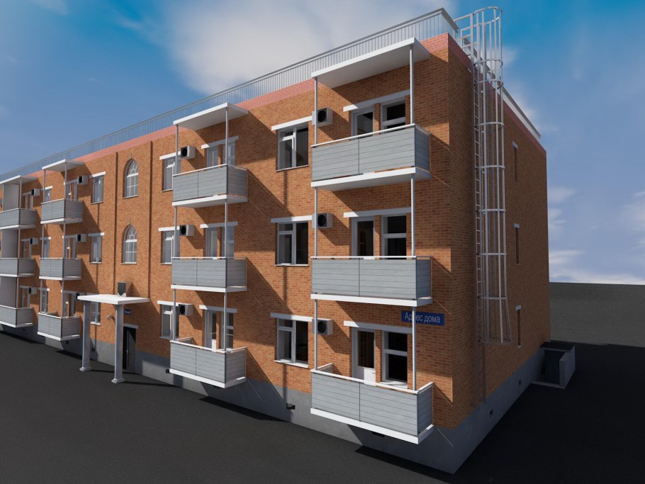 Трехэтажный многоквартирный жилой дом