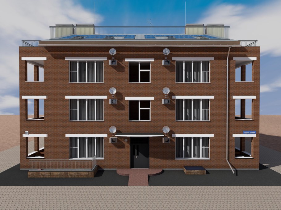 Трехэтажный квартирный дом