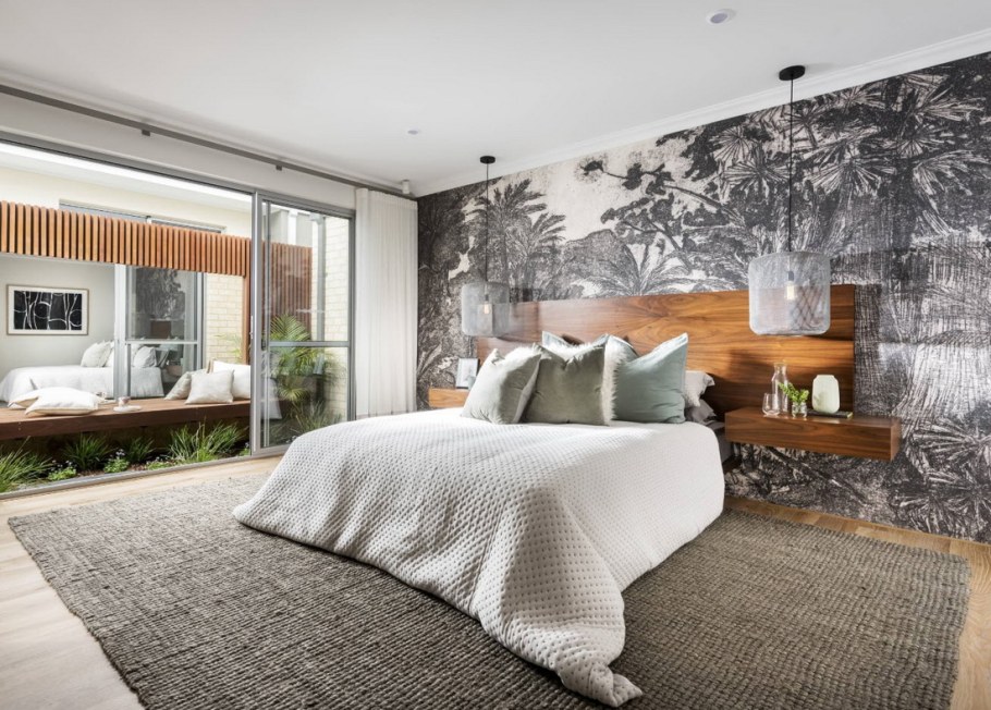 Акцентная стена в интерьере спальни