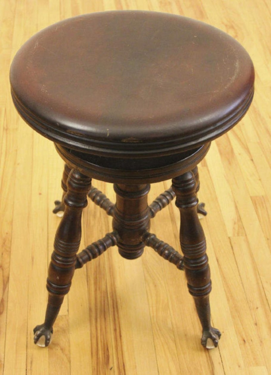 Старинный винтовой табурет для пианино
