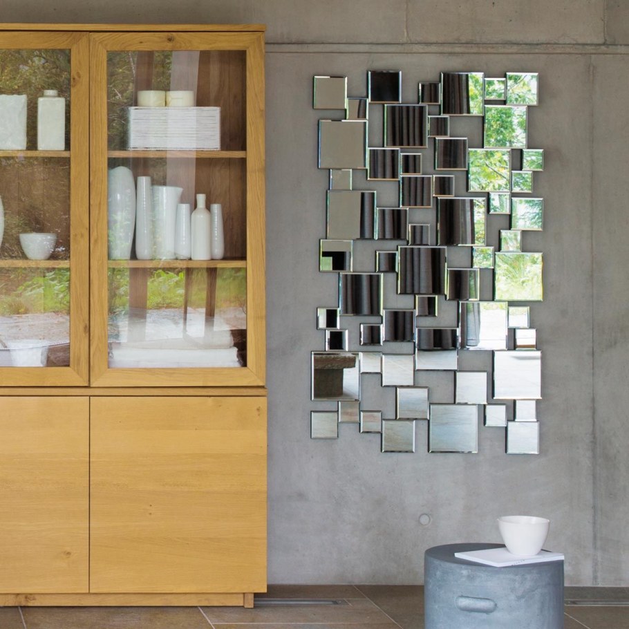 Modern Mirror for Home Design from Wood and Metal
