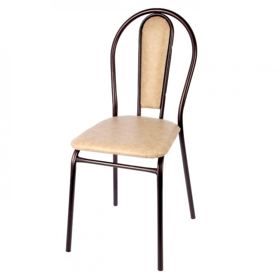 Стул металлический с мягкой спинкой Виктория 5 Титан-бежевый