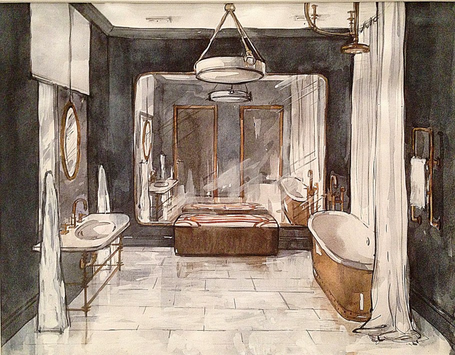 Ванная комната акварель