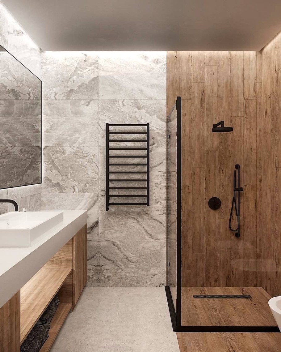 Санузел мрамор и дерево