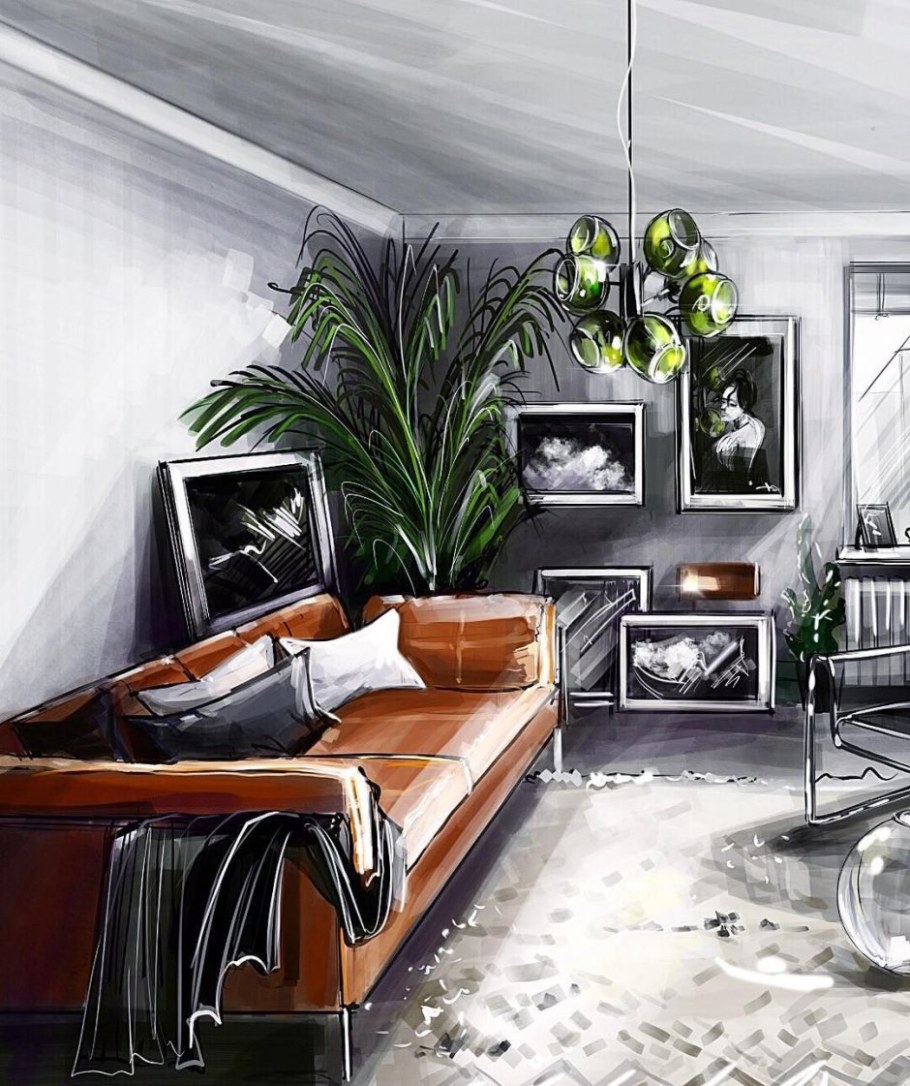 Дизайнерские скетчи интерьера