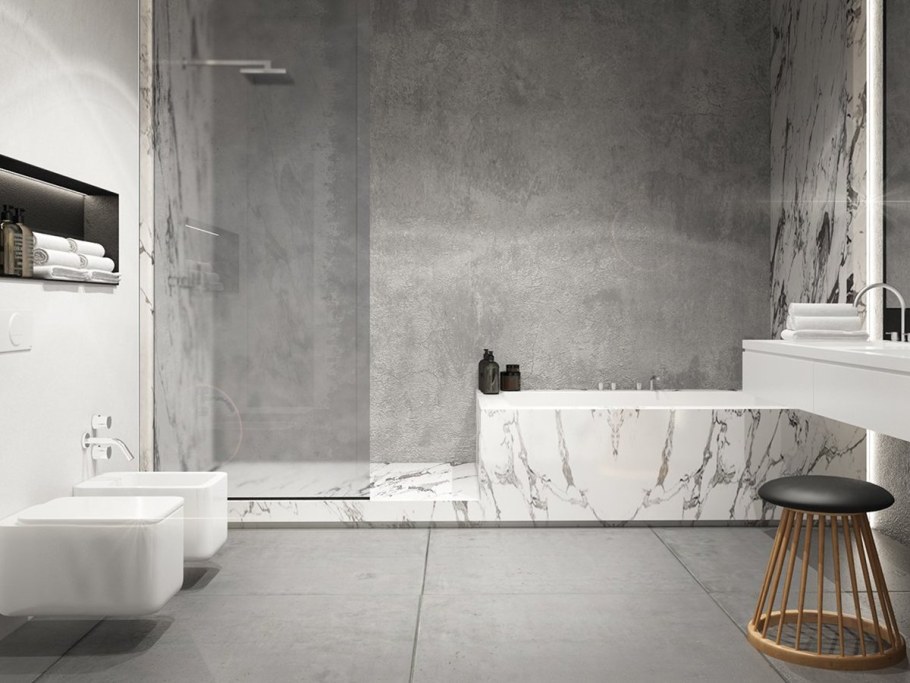 Ванная комната с бетонными стенами