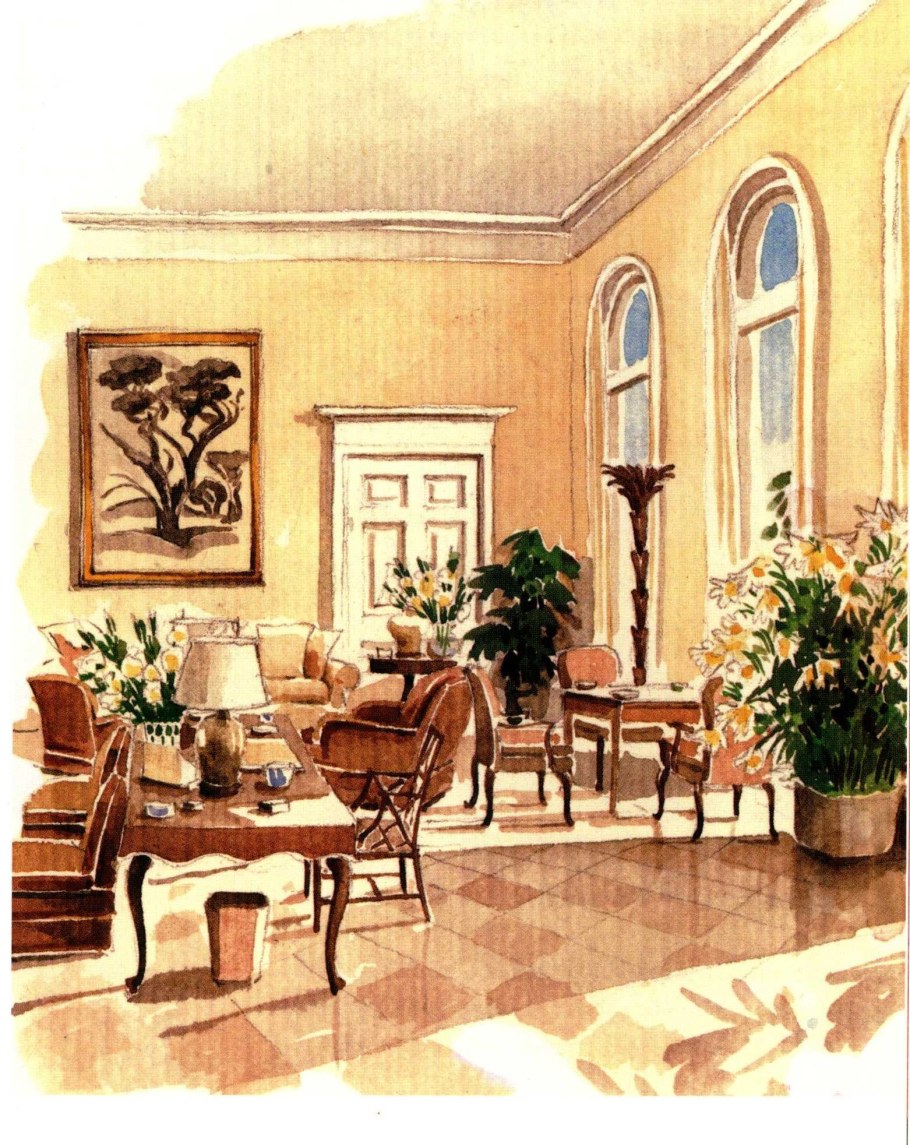 Интерьер цветными карандашами